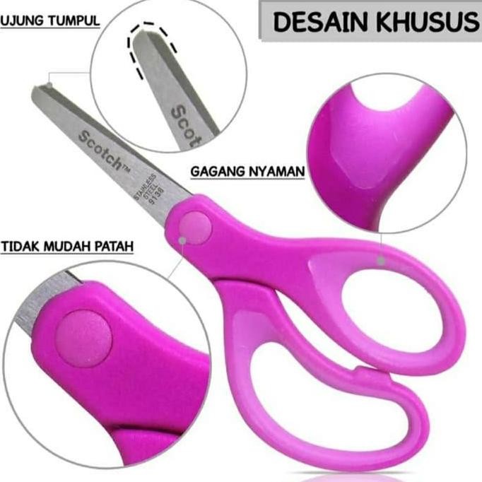 

ready !!! 3M Scotch Gunting Anak Tumpul 5 Inch Kids Scissors Blunt Tip 3M-1442B