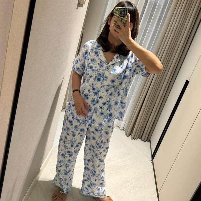 Deluna - Setelan Piyama Celana Panjang List Rayon Premium