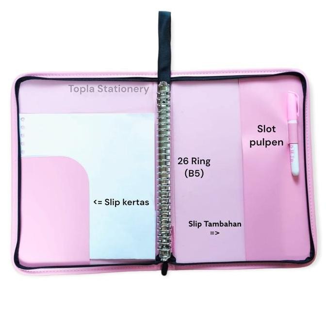

TOPLA Buku Binder File Resleting B5 Kulit - Zipper Binder Notebook B5