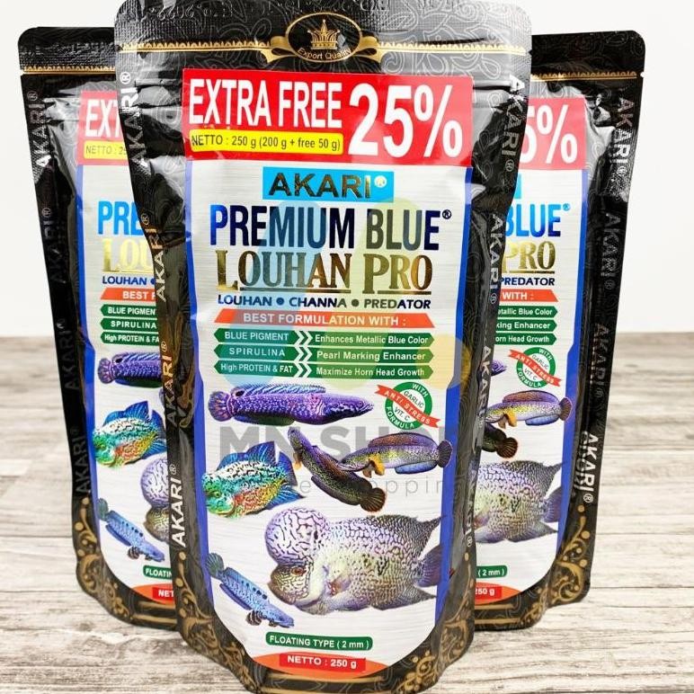 pelet akari premium blue louhan pro 250gr louhan-channa-predator AST