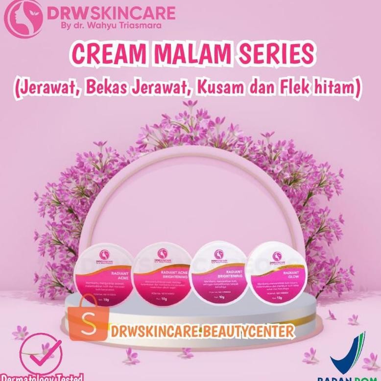 DRW SKINCARE CREAM MALAM BRIGHTENING GLOWING, FLEK MEMBANDEL, PENYEMBUH JERAWAT FLEK HITAM, ACNE JER