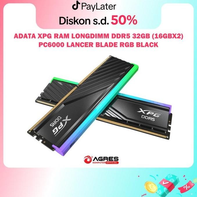 ADATA XPG RAM LONGDIMM DDR5 32GB (16GBX2) PC6000 LANCER BLADE RGB BLACK - RAM ADATA - RAM KOMPUTER -