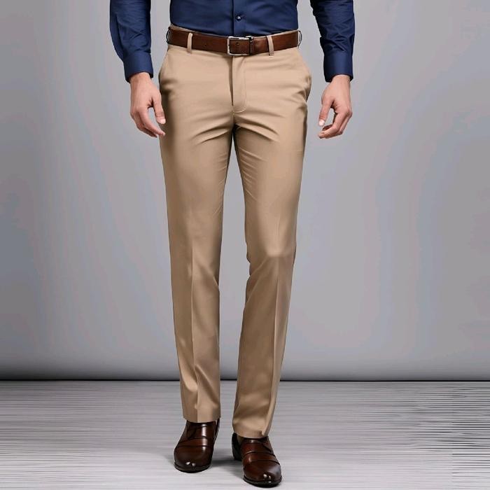 Bensmall | Celana Panjang Pria Slimfit Bahan Dasar Kain Katun Semi Woll Premium Quality Warna : Crea