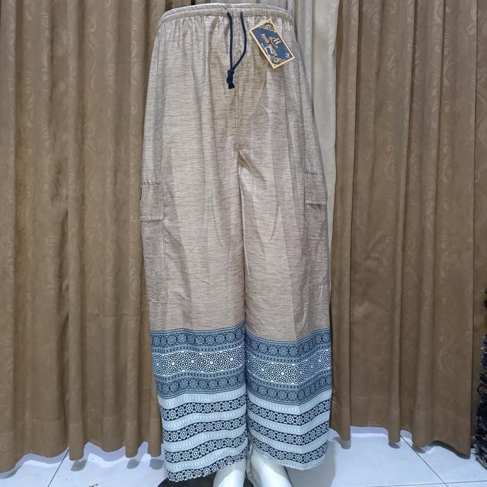 Celana Sirwal Panjang Dewasa Motif Batik Saku Resleting Bahan Halus Dan Adem Denim Hitam Pria Katun 
