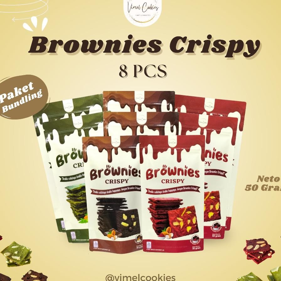 

Paket 8 Pcs Brownies Crispy Mix 50 Gram