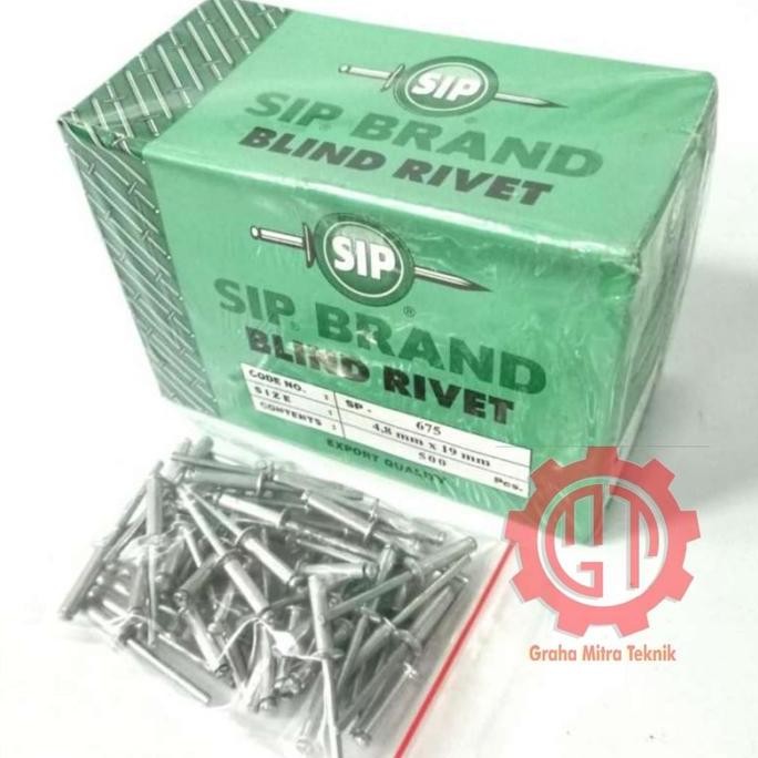 Terlaris Termurah [Harga Per 1 Dus]  Paku Rivet Blind Rivet 4,8Mm 675 Sip 4,8 Mm X 19 Mm Isi 500Pcs 