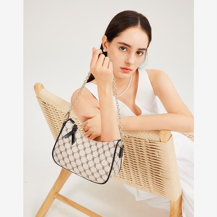 Hobo Bag Bostanten Monogram Slingbag Tas Selempang Wanita Tas Rantai Wanita Kulit Sintetis