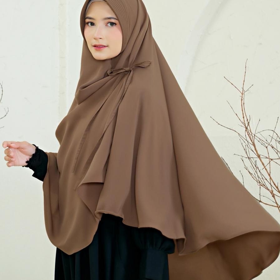 Meiza Jilbab Khimar Hijab N Syari Tali Jumbo Panjang Besar Bahan Wolfis By Syaree