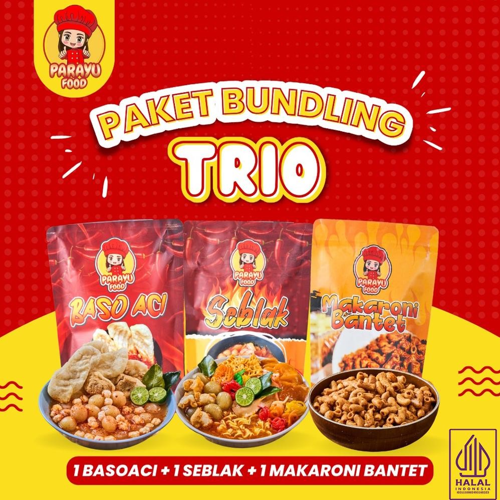 

TERLARIS Parayu Food - Paket Bundling Trio Seblak + Baso aci + Makaroni Bantet 150gr Khas Parayu Siap kirim