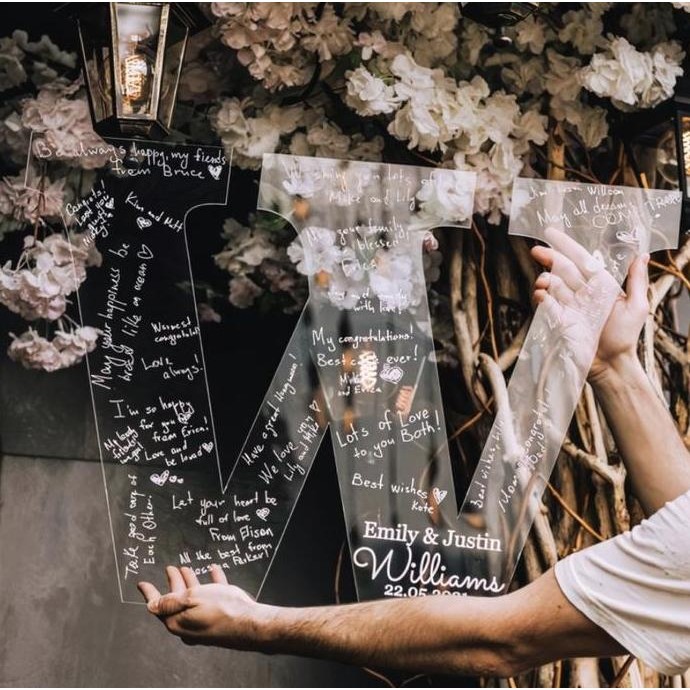 Wedding Guest Book Acrylic Sign - Buku Tamu akrilik Unik Termurah FT