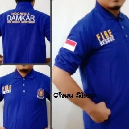 Sale Baju Damkar Biru - Kaos Kerah Damkar Biru Full Bordir