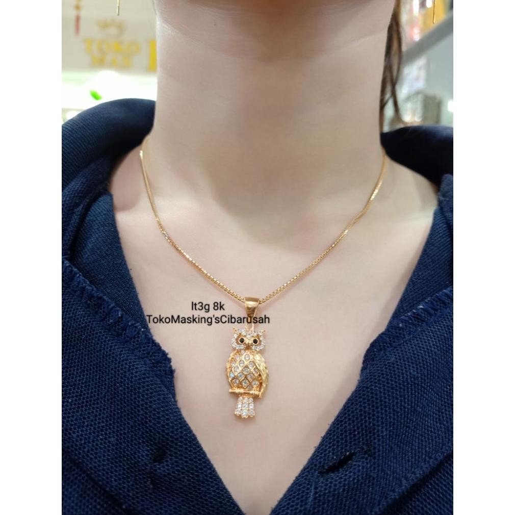 Kalung + Liontin Bulat permata Emas asli -  Tokomaskingscibarusah MURAH