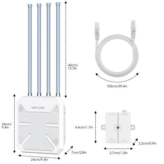 Wavlink Ax1800 2.4G+5G Wifi 6 Ip67 Router Jaring Luar Ruangan Repeater New Stok