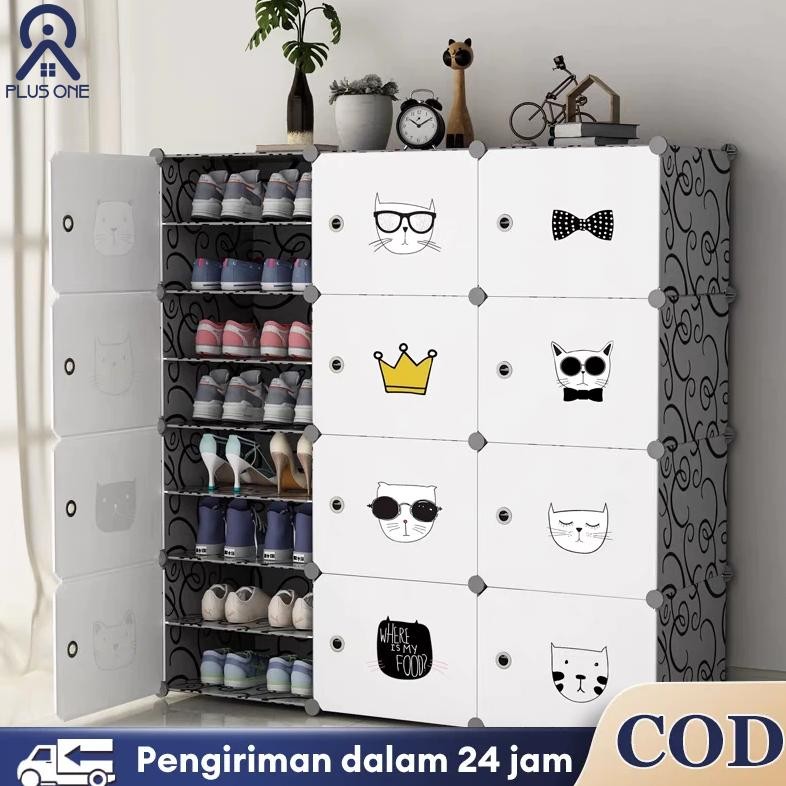 Lemari Sepatu Plastik Portable Rak Sepatu Tertutup Rak Sepatu Tertutup Kotak Sepatu Portable Rak Sep