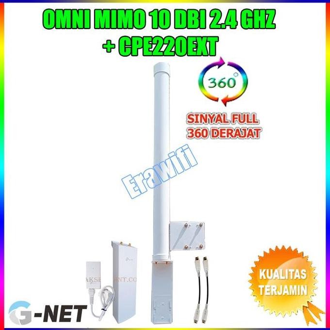 Antena Wifi Hotspot Outdoor Omni Mimo Gnet 2,4 Ghz 10 Dbi + Cpe220Ext New Stok