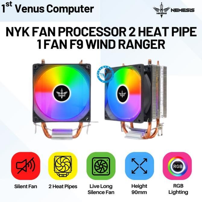 Nyk Fan Processor 2 Heat Pipe 1 Fan F9 Windranger - Kipas Processor New Stok