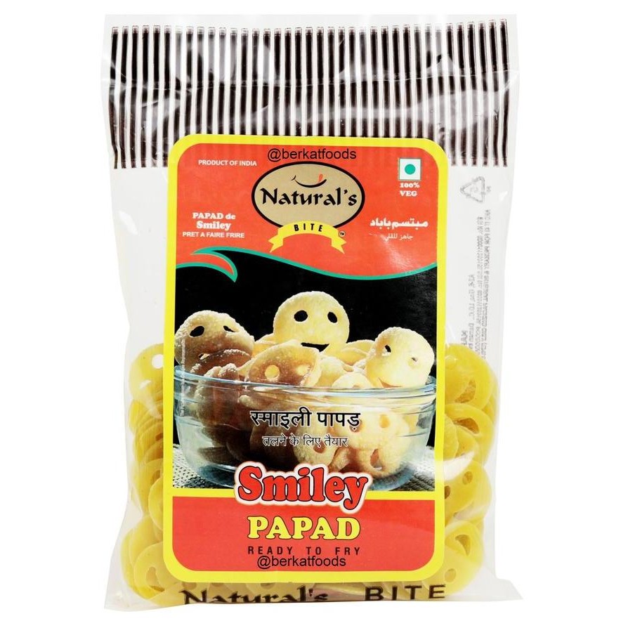 

Ready...Ready...Ready...] Smiley Papad Fryum Natural's Bite / Kerupuk Mentah India Vegetarian Ready To Fry Naturals