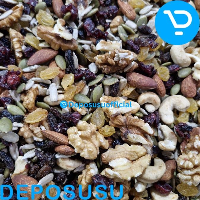 

trail mix trailmix premium camilan diet snack makanan sehat with almond mede cashew sunflower seed dried fruit raisin cranberry walnut termurah