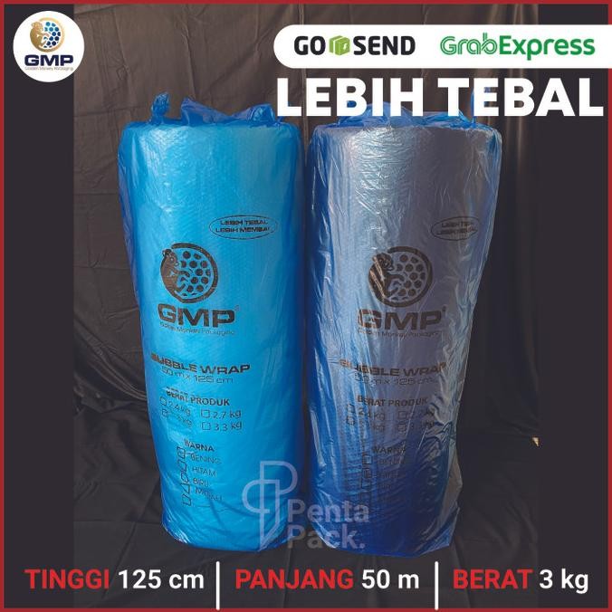 

[LEBIH TEBAL] Bubble Wrap GMP 125 cm X 50 m (Putih/Hitam)