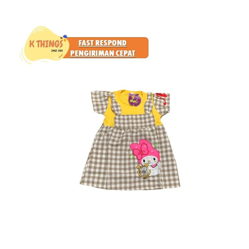 DRESS Bayi Perempuan Gaun Baby Perempuan Kado Bayi Usia 0 - 1 Tahun - Kotak Coklat, M