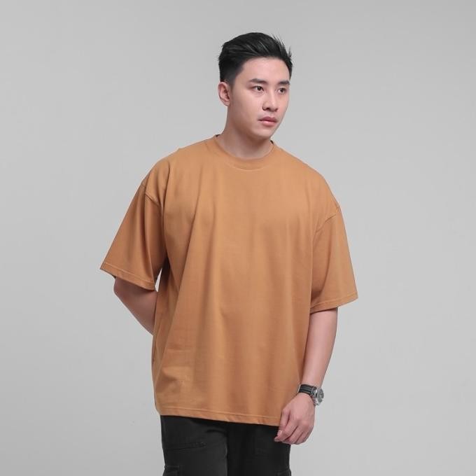 

heyplain oversized t-shirt almond brown - cotton combed 20s termurah