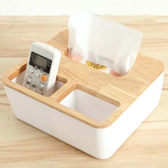 

Produk Baru!! Kotak Tisu Tissue Kayu Remote Tempat Box Pulpen Stationary Organizer