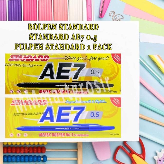 

Produk Baru!! Standard AE7 0,5 / Bolpen / Pulpen Tinta Biru & Hitam / 1pack 12pcs