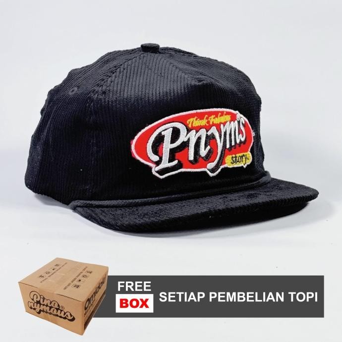 sale topi rope hat corduroy topi visor pendek corduroy hitam merah