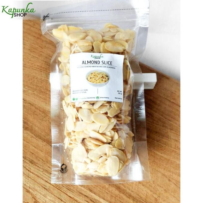 

kacang almond slice mentah 250gr/kacang almond mentah iris/almonesia termurah