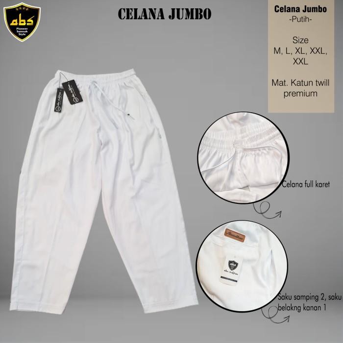 New 100% Originalll Celana Sirwal Panjang Pria Dewasa Jumbo Putih Sholat Perlengkapan Haji Terbaru B