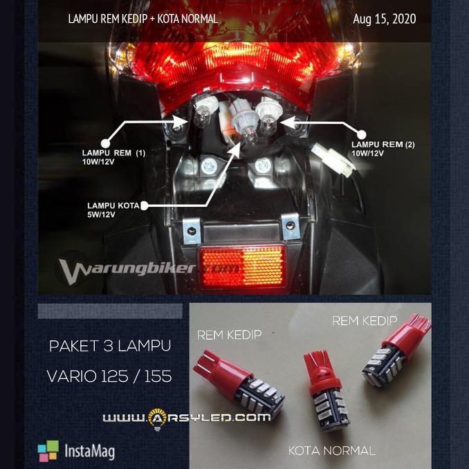 Promo Paket Lampu led motor rem honda vario 125 150 kedip strobo terang COD