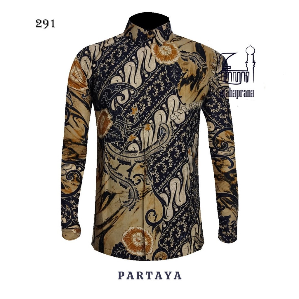 Batik Mahaprana Motif Partaya Kemeja Batik Pria Lengan Panjang dan Pendek Slimfit Full Furing Premiu