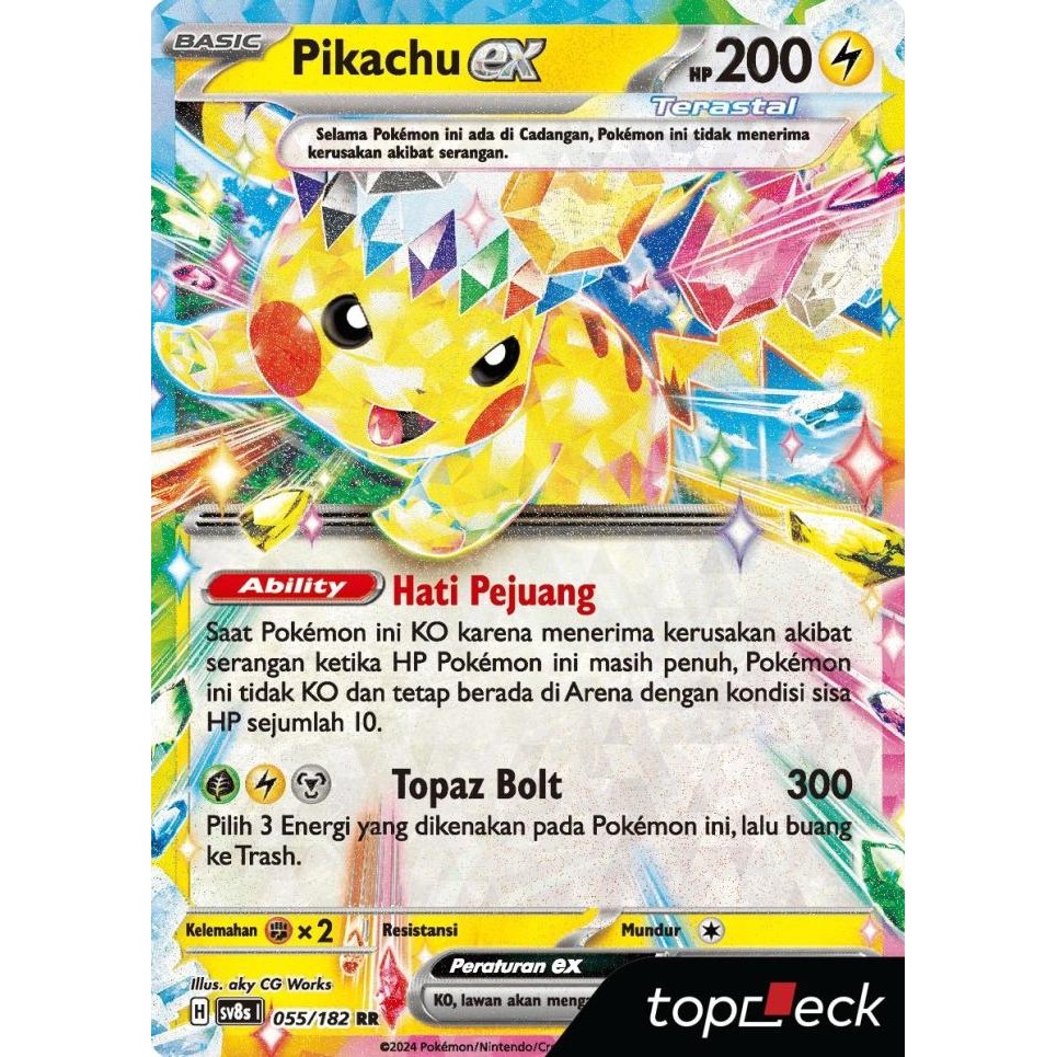 Terlaris Pikachu ex (RR) - 055/182 - Kilat Rasi (SV8s) SALE