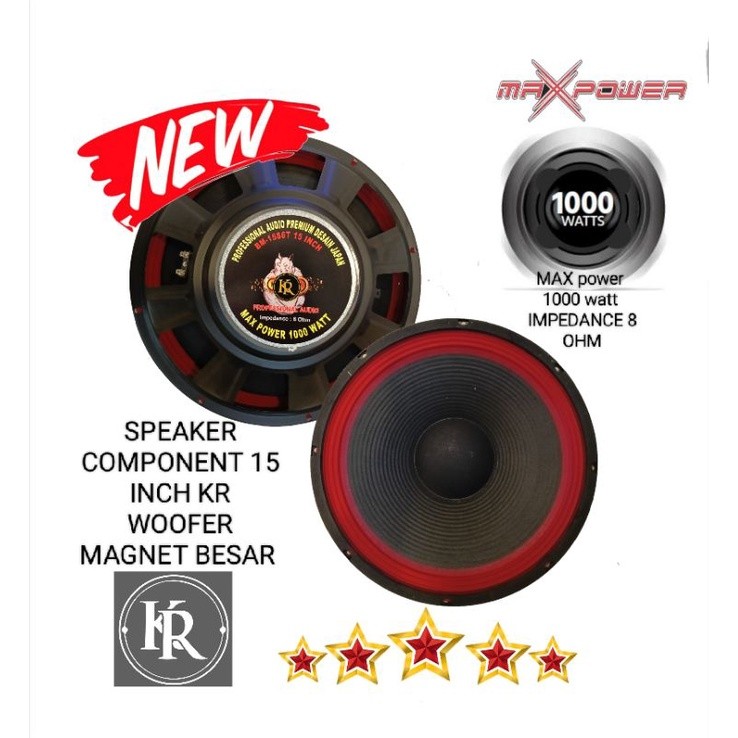 Speaker COMPONENT 15 inch KR RED woofer magnet besar 1000 watt