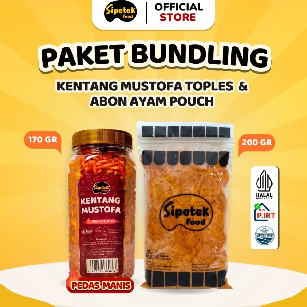 

ang [Spesial] Paket Bundling Kentang Mustofa Toples & Abon Pouch 200gr Sipetek