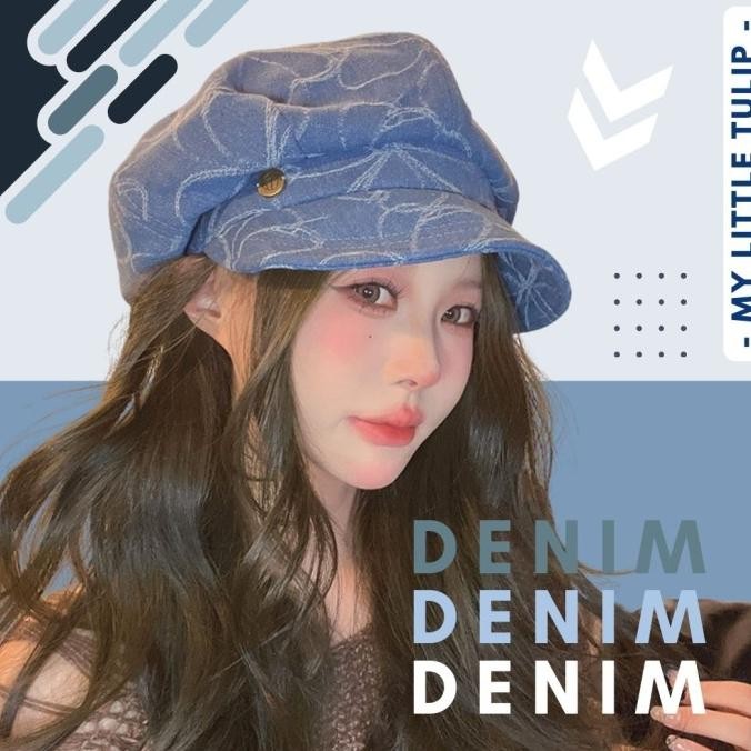 Topi Golf Jeans Bervolume / Topi Cewek Keren Denim Jeans / Topi Wanita Biru Jeans