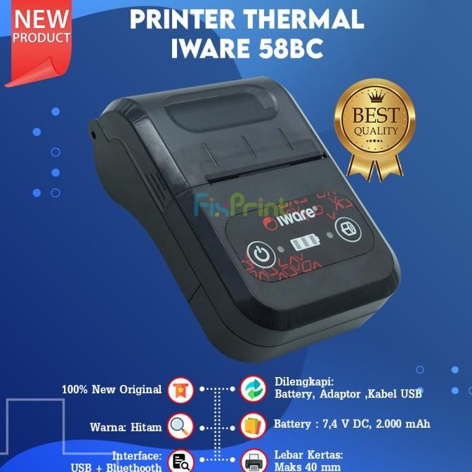 Original Printer Kasir Struk Thermal Iware Mp-58Bc Mp58Bc Usb Bluetooth Mini