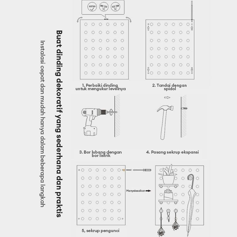 Pegboard Pegboard Dinding Papan Dinding Papan Lubang Rak Dinding Minimalis Rak Dinding Tempel