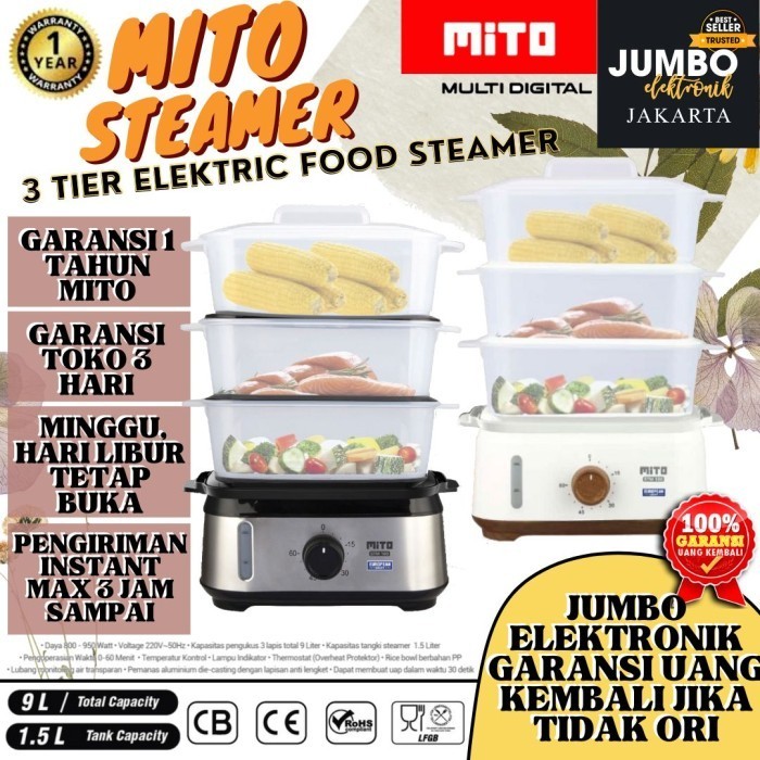 TERBARU Mito Steamer Electric Food STM100 STM 100 Listrik 3 Susun Stainless
