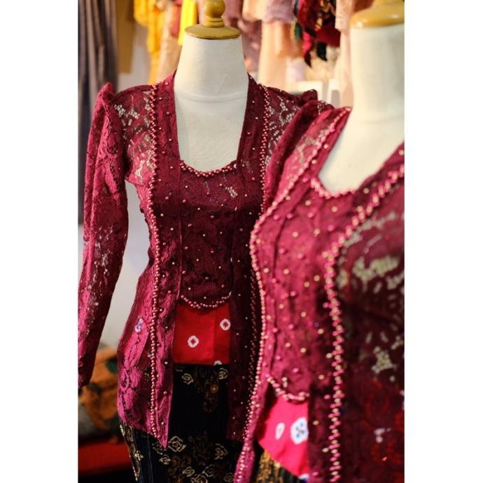 Kebaya kutubaru lengan balon Brukat modern kondangan wisuda lamaran premium