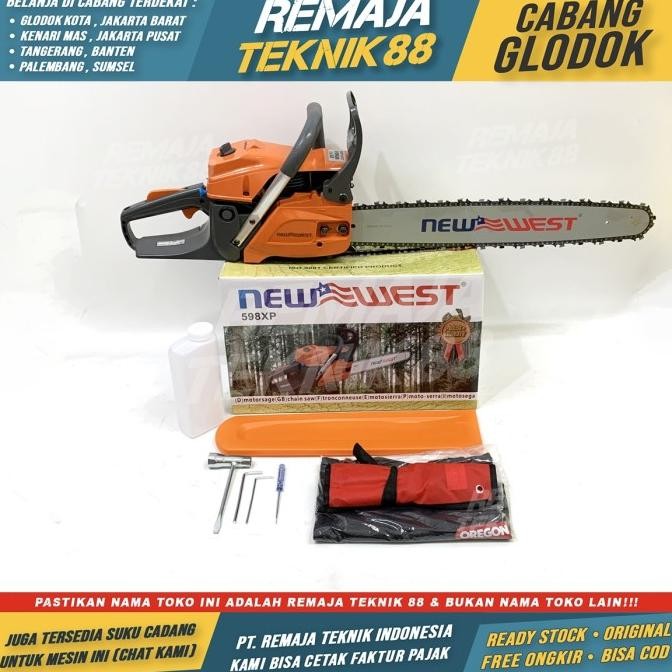 Chainsaw New West 598X 22" / Mesin Gergaji Kayu + Bar + Rantai 22Inch Original