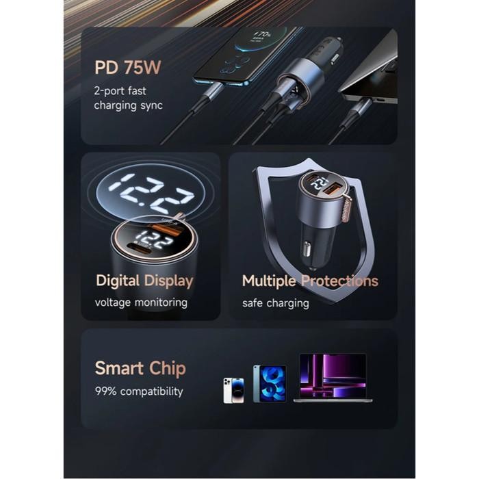 MCDODO CAR CHARGER MOBIL SAMSUNG PD TYPE C FAST CHARGING 25W 45W 75W