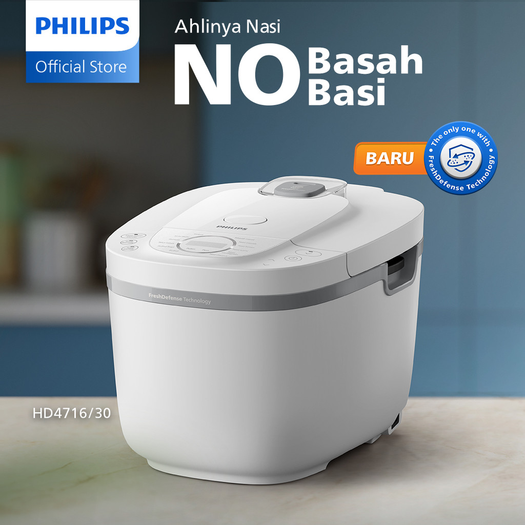 Philips Rice Cooker 1.8 L - 3000 Digial Series HD4716/30 - Putih - Anti lengket - FreshDefense Techn