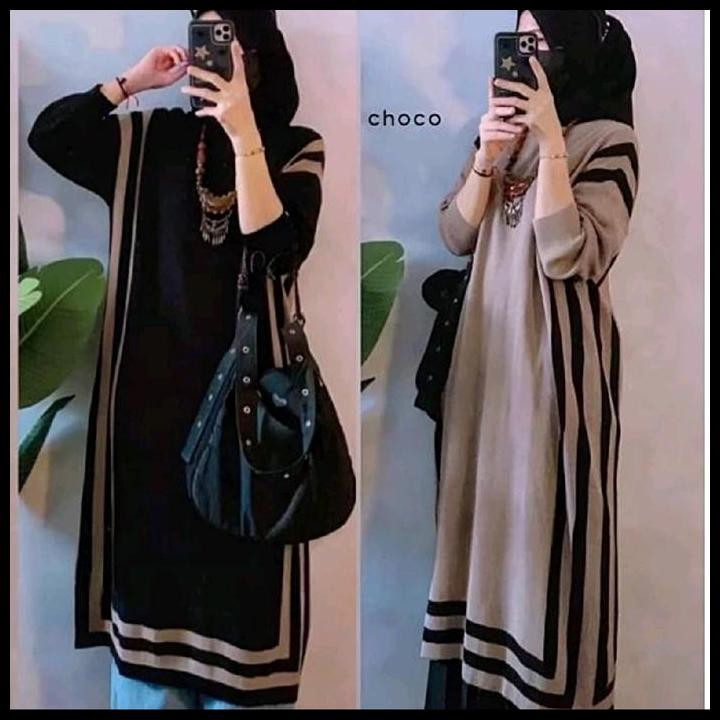 Terbaru Tunik Rajut Import Oversize Motif Polos Terbaru Muslim Panjang Nyaman
