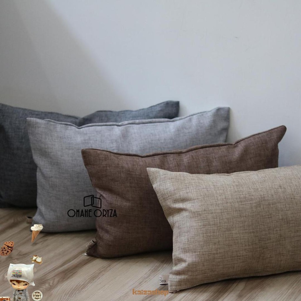 Sarung Bantal Sofa Polos 30X50 Sarban Kursi Motif Minimalis Warna Coklat Brown Abu Grey Cushion Cove