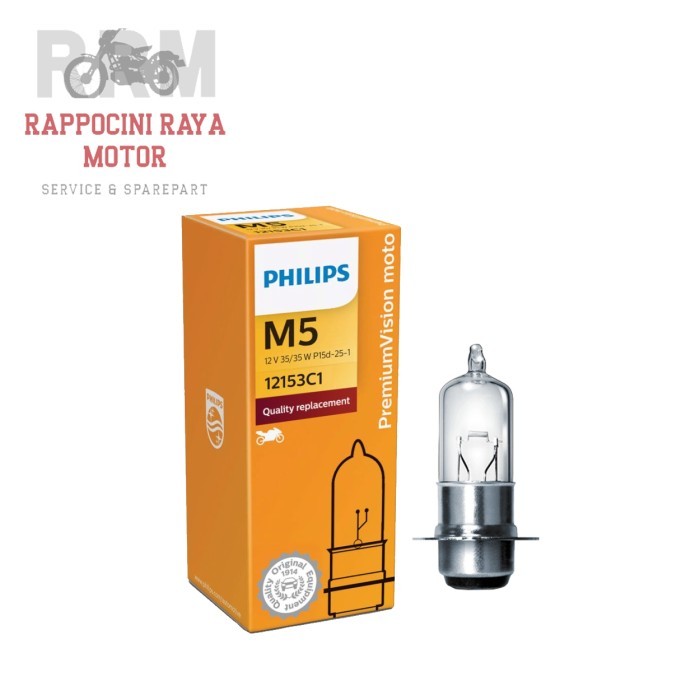 *****] LAMPU DEPAN BOHLAM HALOGEN MOTOR PHILIPS 12V 35W WATT