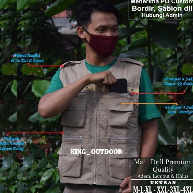 Rompi Lapangan KREM - Vest Rompi Outdoor Pria - Rompi Jurnalis Termurah