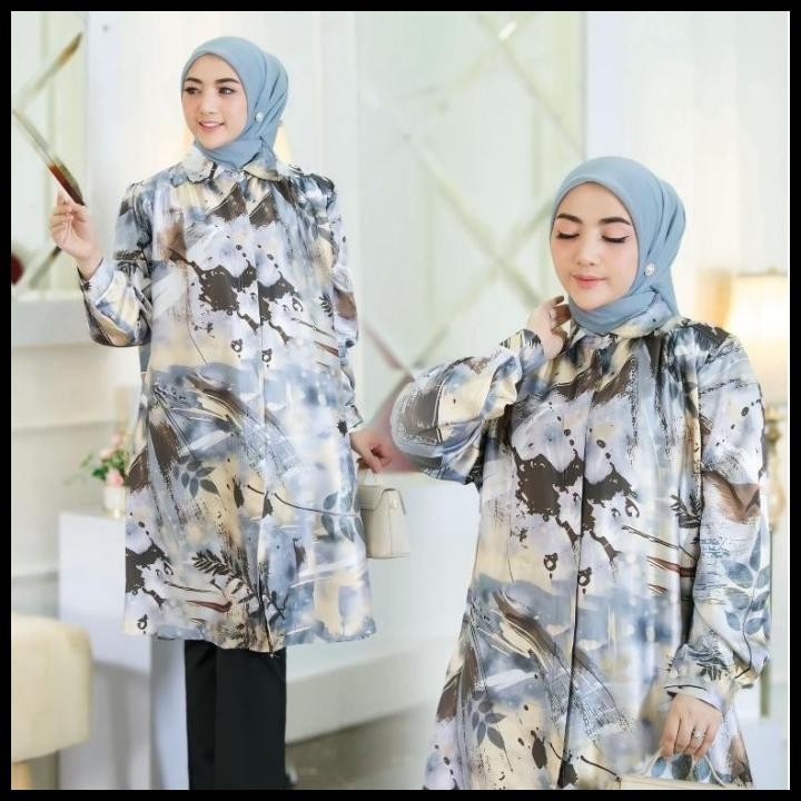 Tunik Wanita Bella Motif Premium Armani Silk Oversize | Dress Gamis Atasan Best Seller