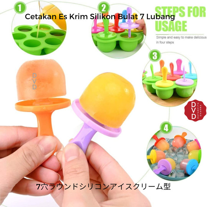 

Ravnick Cetakan Es Krim Silikon Bulat 7 Lubang Ice Pop Round Mould Silicone