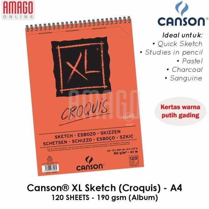 

BUKU CANSON XL SKETCH (CROQUIS) - 120 SHEETS - A4 - 90 GSM - 200787103
